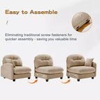 Canapé d'angle modulable 3 places en chenille beige en forme de U avec 2 poufs et 2 coussins décoratifs pour le salon