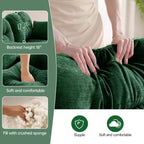 Canapé d'angle modulable 3 places en chenille beige en forme de U avec 2 poufs et 2 coussins décoratifs pour le salon