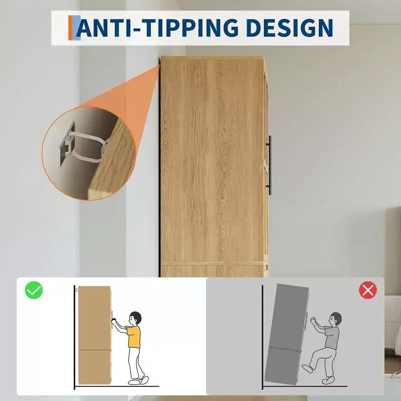 Grande Armoire-Penderie en Bois pour Chambre à Coucher, avec Portes Vitrées et 2 Tiroirs, Étagères et Tringle de Suspension pour Chambre, Vestiaire