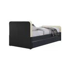 Meridian Furniture, lit gigogne/de rangement double Ivy en velours noir et crème