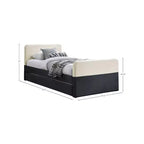 Meridian Furniture, lit gigogne/de rangement double Ivy en velours noir et crème