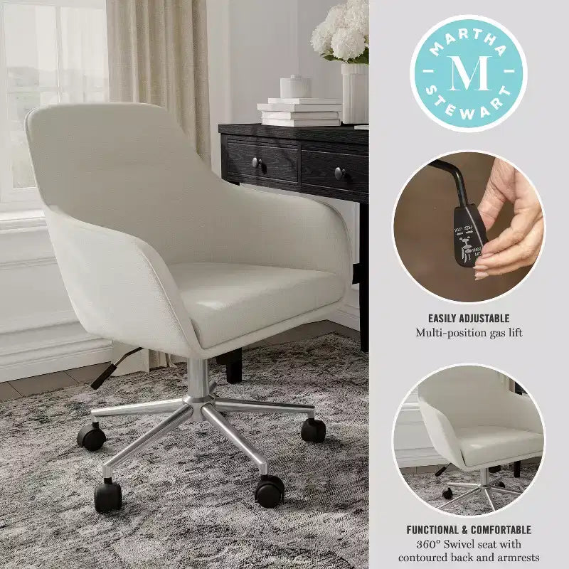 Chaise de bureau rembourrée Rayna Martha Stewart