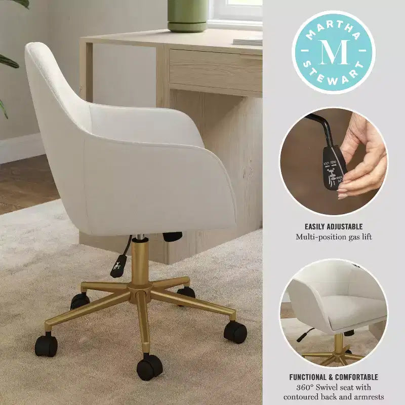 Chaise de bureau rembourrée Rayna Martha Stewart