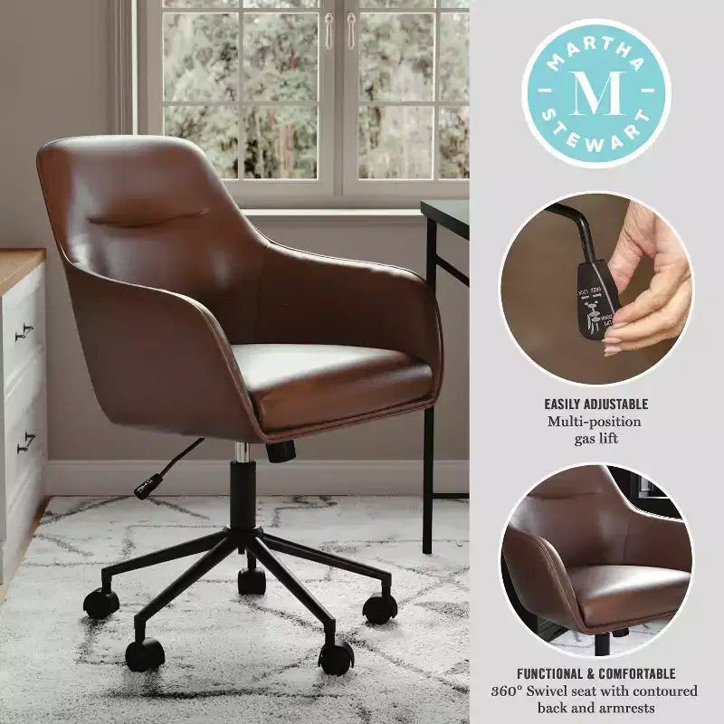 Chaise de bureau rembourrée Rayna Martha Stewart
