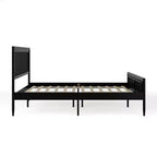 Lit plateforme Martha Stewart Jax en bois massif avec tête et pied de lit en rotin, aucun sommier tapissier requis