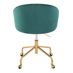 Fauteuil de bureau Okak avec hauteur réglable, chaise de bureau avec accoudoir et piètement dorés, chaise entrecroisée pour la maison, le bureau
