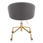 Fauteuil de bureau Okak avec hauteur réglable, chaise de bureau avec accoudoir et piètement dorés, chaise entrecroisée pour la maison, le bureau