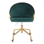 Fauteuil de bureau Okak avec hauteur réglable, chaise de bureau avec accoudoir et piètement dorés, chaise entrecroisée pour la maison, le bureau
