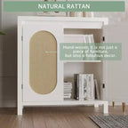Meuble de rangement en rotin GustoWave avec portes tissées en PVC, buffet en bois avec étagère réglable, meuble de bar à café en bois
