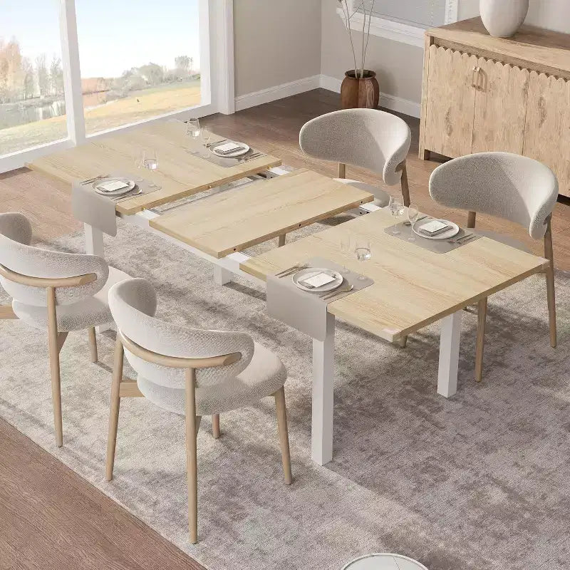 Table de salle à manger/cuisine extensible de 160 cm pour 6-8 personnes, avec cadre en métal robuste, peu encombrante pour cuisine, salle à manger, appartement