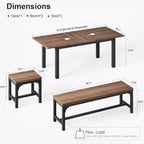 Table de salle à manger/cuisine extensible de 160 cm pour 6-8 personnes, avec cadre en métal robuste, peu encombrante pour cuisine, salle à manger, appartement