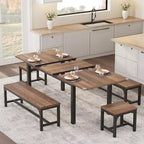 Table de salle à manger/cuisine extensible de 160 cm pour 6-8 personnes, avec cadre en métal robuste, peu encombrante pour cuisine, salle à manger, appartement