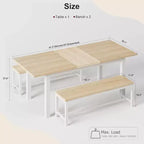 Table de salle à manger/cuisine extensible de 160 cm pour 6-8 personnes, avec cadre en métal robuste, peu encombrante pour cuisine, salle à manger, appartement