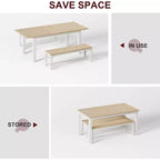 Table de salle à manger/cuisine extensible de 160 cm pour 6-8 personnes, avec cadre en métal robuste, peu encombrante pour cuisine, salle à manger, appartement