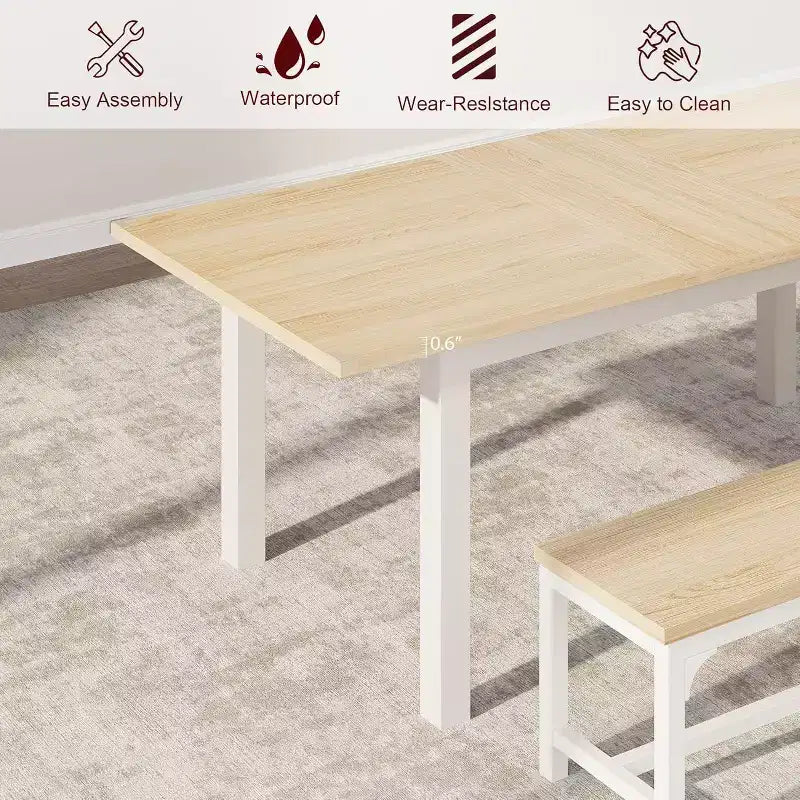 Table de salle à manger/cuisine extensible de 160 cm pour 6-8 personnes, avec cadre en métal robuste, peu encombrante pour cuisine, salle à manger, appartement