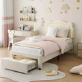 Smart LED Twin Bed - Adjustable Headboard, Velvet Upholstered Platform, No Box Spring, Wood Slats