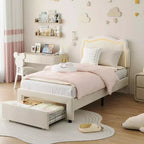 Smart LED Twin Bed - Adjustable Headboard, Velvet Upholstered Platform, No Box Spring, Wood Slats