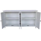Meuble d'appoint antique Okak 60 pouces, buffet rustique en bois avec quatre portes à motifs sculptés, armoire de rangement pour la cuisine, la salle à manger