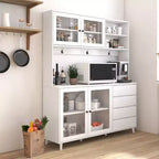 Meubles de rangement Okak 63 po, armoire de cuisine autoportante avec 4 portes et 4 tiroirs, meuble de rangement pour salon, salle à manger