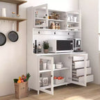 Meubles de rangement Okak 63 po, armoire de cuisine autoportante avec 4 portes et 4 tiroirs, meuble de rangement pour salon, salle à manger