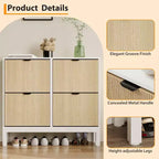 Meuble à chaussures cannelé COZONY avec tiroirs basculants, Organisateur de rangement étroit moderne pour entrée, Étagère à chaussures sur pied de style ferme pour porte d'entrée