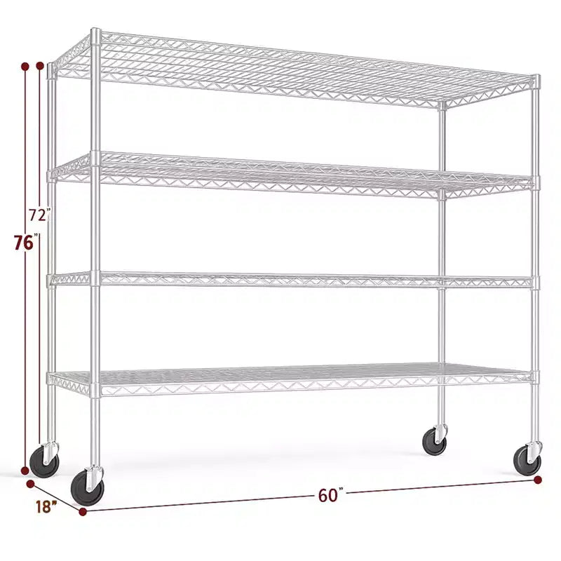 HOMDOX Étagère de rangement métallique robuste à 4 niveaux, 1088 kg, 60 W x 18 P x 72 H, étagères métalliques réglables pour le rangement, étagères de rangement autoportantes
