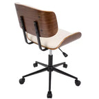 Chaise de bureau réglable en hauteur Okak Mid-Century, chaise croisée avec roulettes universelles et base en noyer, chaise de bureau pour la maison, le bureau