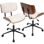 Chaise de bureau réglable en hauteur Okak Mid-Century, chaise croisée avec roulettes universelles et base en noyer, chaise de bureau pour la maison, le bureau