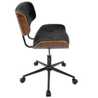 Chaise de bureau réglable en hauteur Okak Mid-Century, chaise croisée avec roulettes universelles et base en noyer, chaise de bureau pour la maison, le bureau
