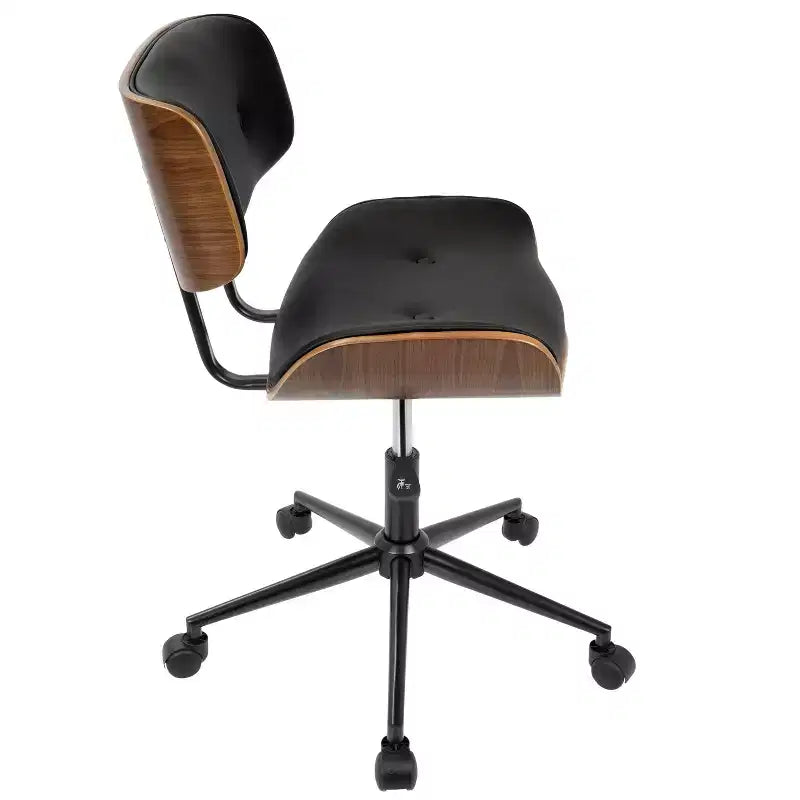 Chaise de bureau réglable en hauteur Okak Mid-Century, chaise croisée avec roulettes universelles et base en noyer, chaise de bureau pour la maison, le bureau