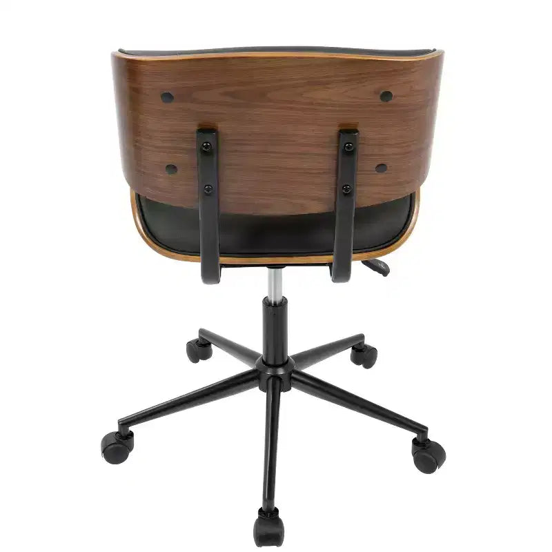 Chaise de bureau réglable en hauteur Okak Mid-Century, chaise croisée avec roulettes universelles et base en noyer, chaise de bureau pour la maison, le bureau