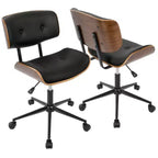 Chaise de bureau réglable en hauteur Okak Mid-Century, chaise croisée avec roulettes universelles et base en noyer, chaise de bureau pour la maison, le bureau