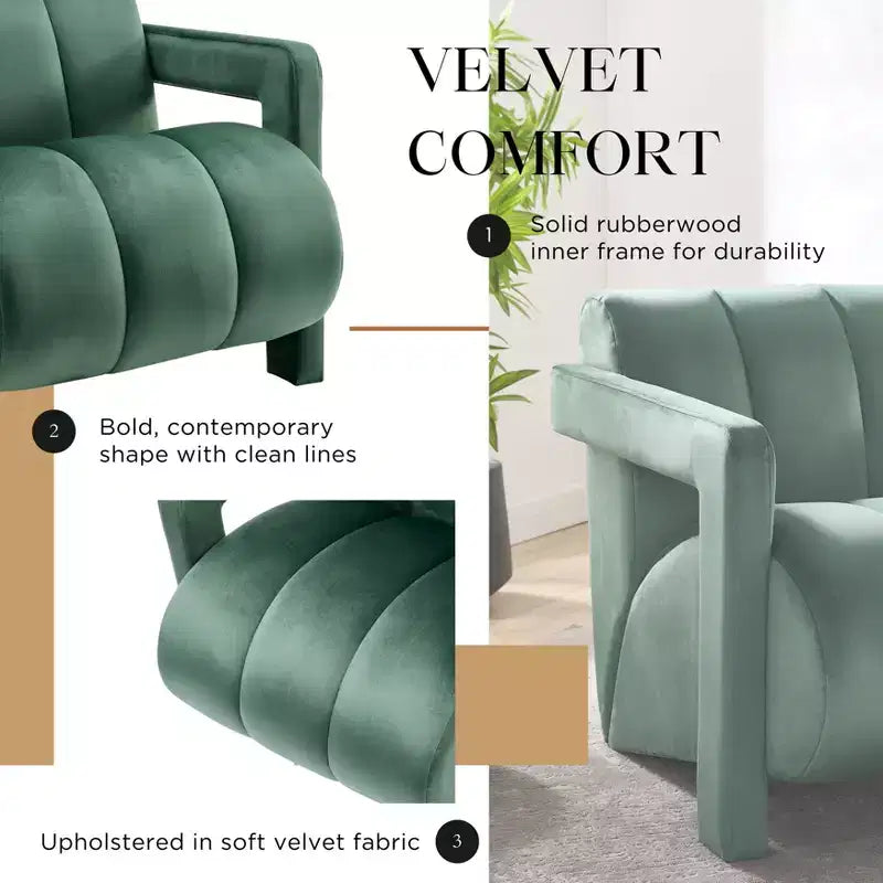 Fauteuil d'appoint contemporain en velours Velmor de Roundhill Furniture