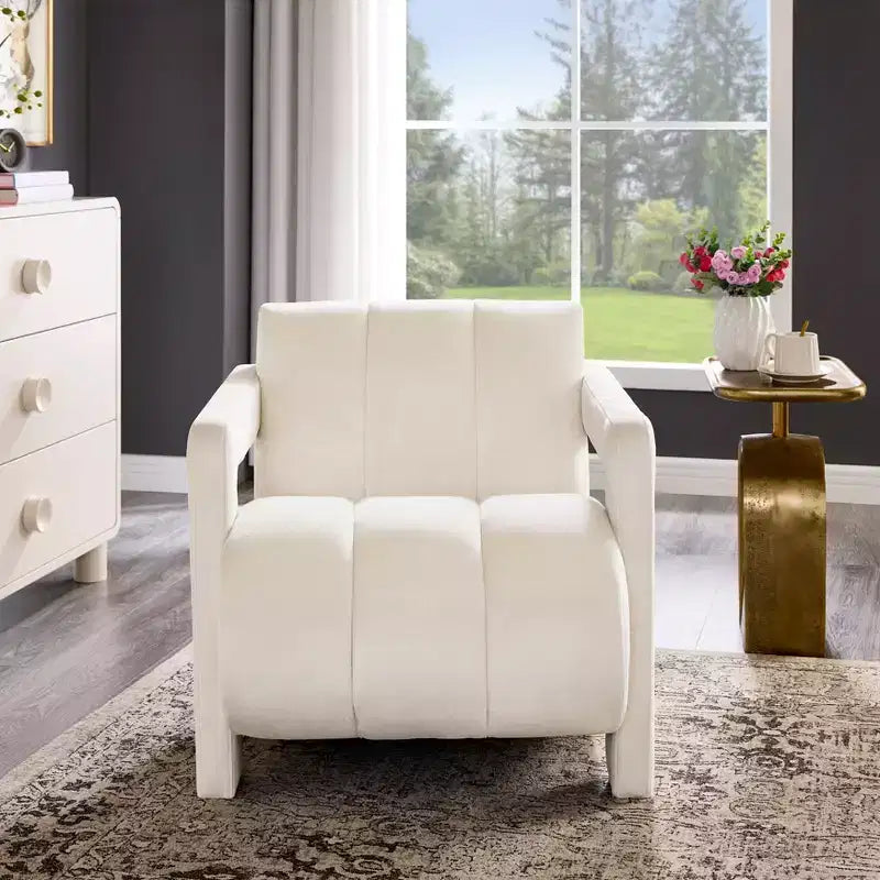 Fauteuil d'appoint contemporain en velours Velmor de Roundhill Furniture