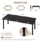 Table à manger rectangulaire 71 / 78 pour 6-8 personnes avec bord irrégulier ondulé et cadre en métal, imperméable et résistant aux rayures, polyvalente pour manger/travailler/étudier