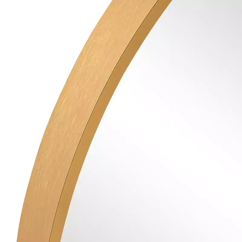 Miroir mural suspendu noir en alliage d'aluminium, bord fin, en arc à angle droit, 76,2 cm H x 68,6 cm L