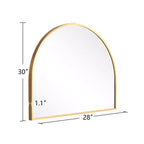 Miroir mural suspendu noir en alliage d'aluminium, bord fin, en arc à angle droit, 76,2 cm H x 68,6 cm L