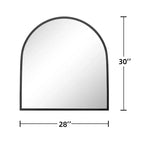 Miroir mural suspendu noir en alliage d'aluminium, bord fin, en arc à angle droit, 76,2 cm H x 68,6 cm L