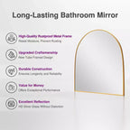 Miroir mural suspendu noir en alliage d'aluminium, bord fin, en arc à angle droit, 76,2 cm H x 68,6 cm L