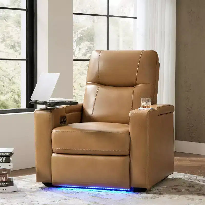 Fauteuil inclinable en cuir véritable Flora|HULALA HOME