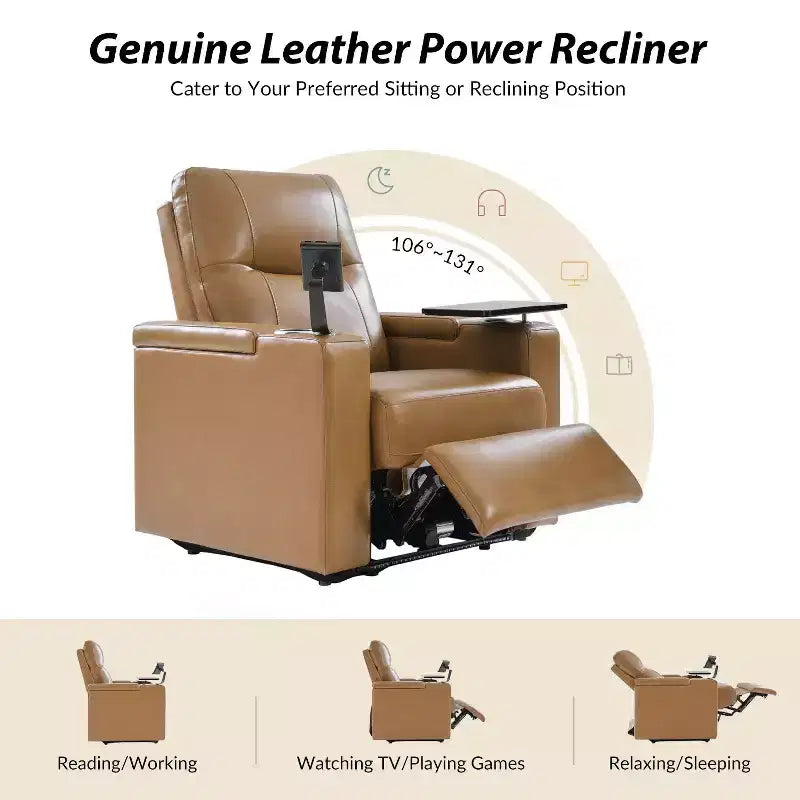 Fauteuil inclinable en cuir véritable Flora|HULALA HOME