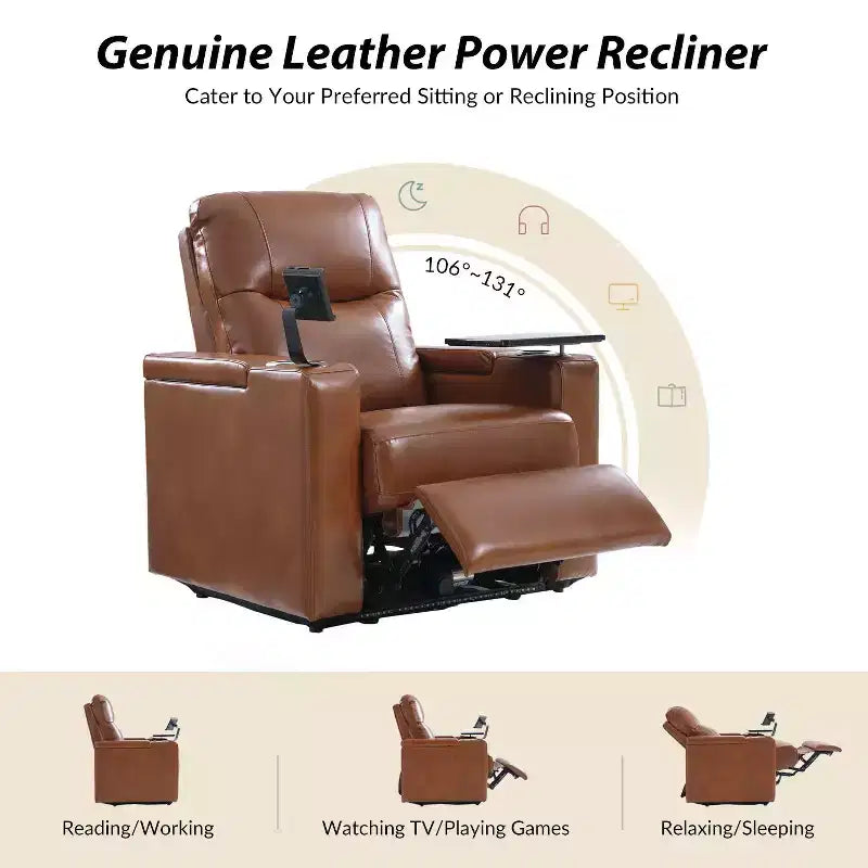 Fauteuil inclinable en cuir véritable Flora|HULALA HOME