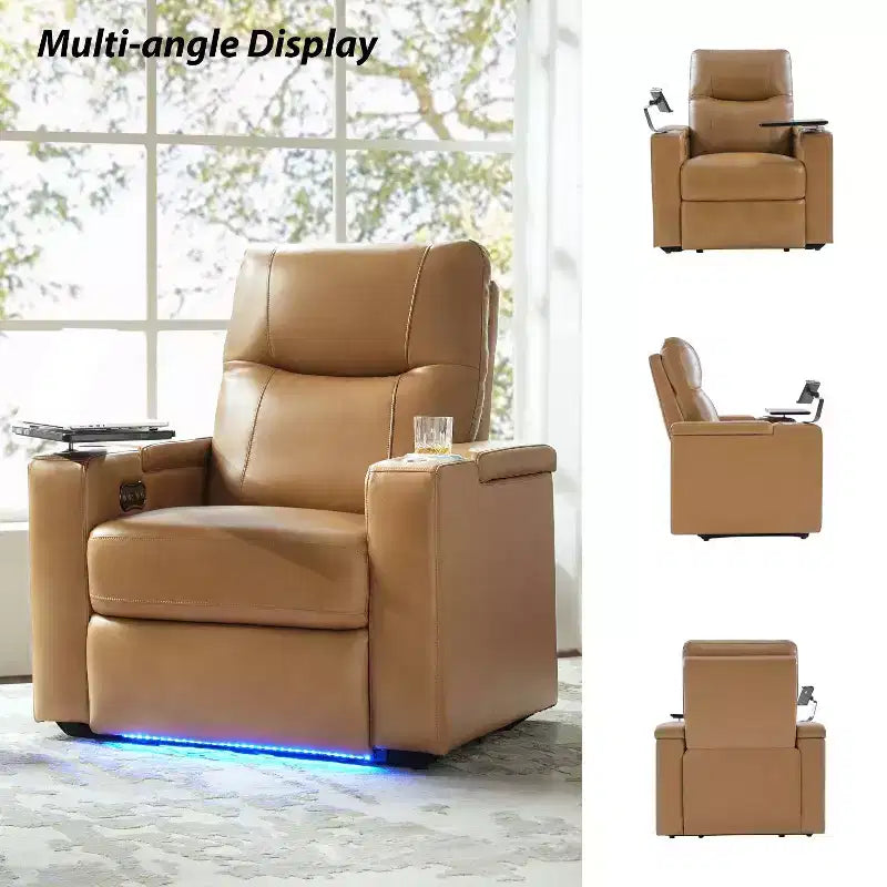 Fauteuil inclinable Flora en cuir véritable, lot de 2 | HULALA HOME