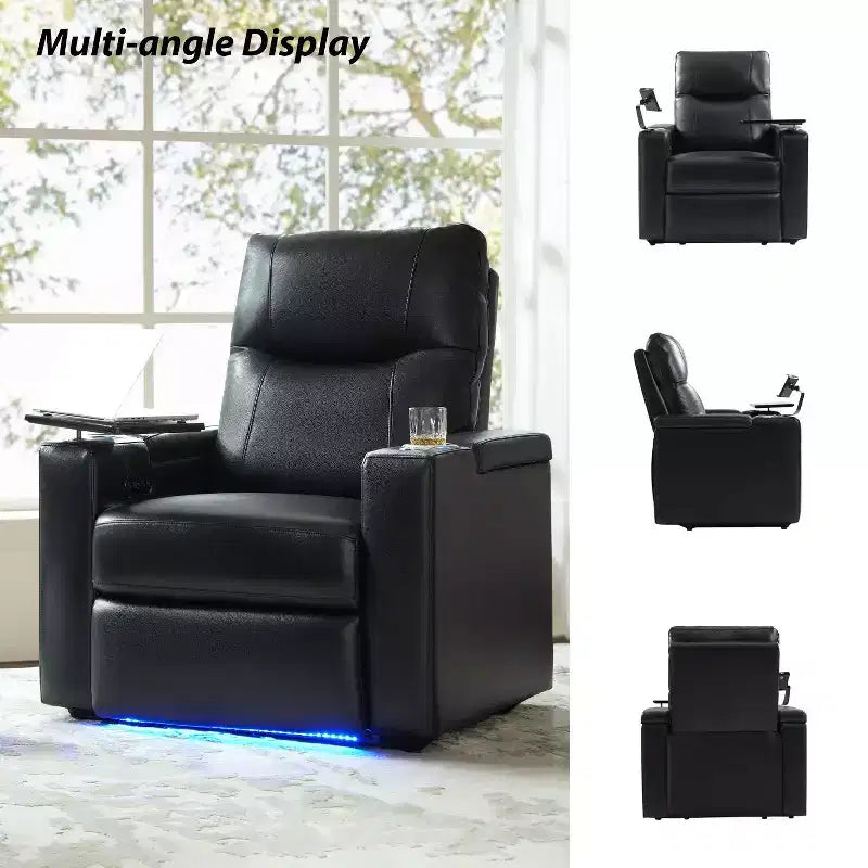 Fauteuil inclinable Flora en cuir véritable, lot de 2 | HULALA HOME