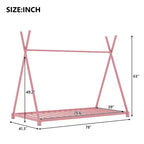 Lit au sol Bellemave taille jumeau pour enfants, lit au sol Montessori en métal pour enfants lit tente avec lattes, rose