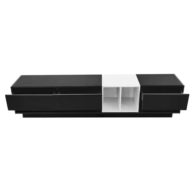 Meuble TV bicolore Whisen 80 avec compartiments de rangement polyvalents, console multimédia fonctionnelle