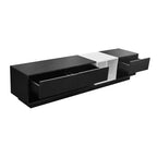 Meuble TV bicolore Whisen 80 avec compartiments de rangement polyvalents, console multimédia fonctionnelle