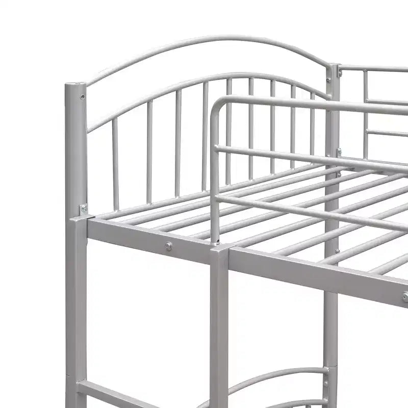 Bellemave Lit Superposé en Métal Jumeau sur Jumeau avec Échelle et Barrière de Sécurité, Convertible en 2 Lits, Robuste, Lit Gain de Place pour Enfants et Adolescents, Argent