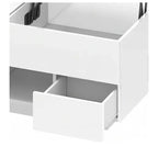 Table basse rectangulaire relevable LED haute brillance avec station de charge et 2 tiroirs de rangement, étagère ouverte pour salon