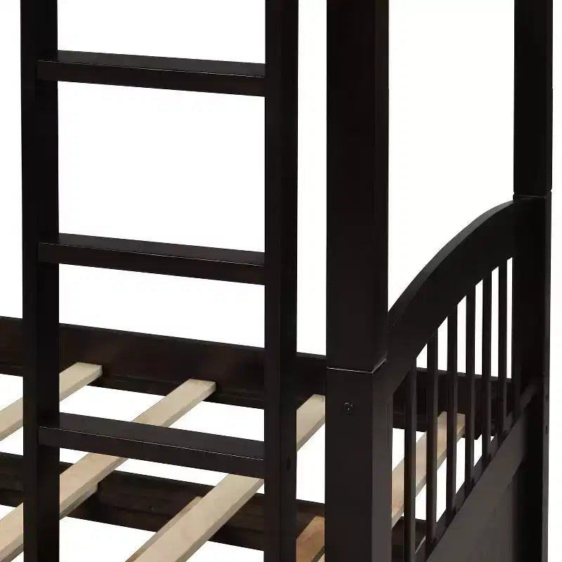 Lit superposé jumeau sur jumeau avec lit gigogne, lit superposé en bois avec 3 tiroirs de rangement et rail de sécurité, convertible en 2 lits